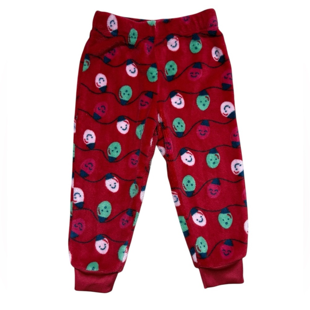 Joe Fresh | Toddler Red Fleece Pajama Pants Christmas Lights Print | 2T